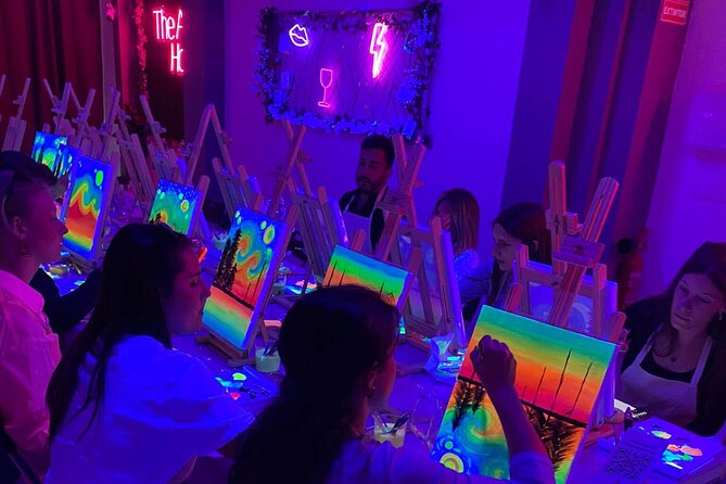Paint a neon fluorescent picture while drinking unlimited wine - Key highlights you should know