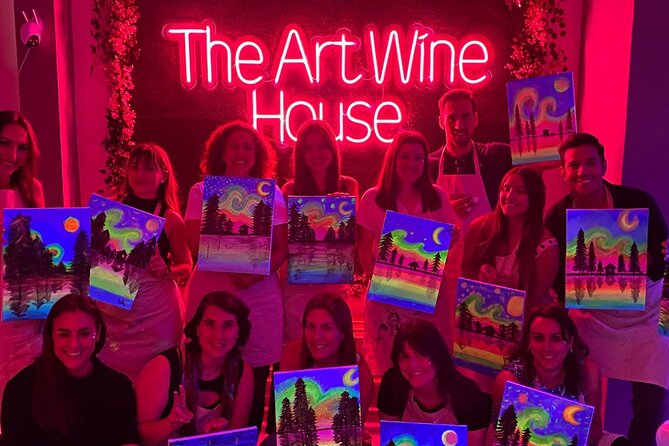 Paint a neon fluorescent picture while drinking unlimited wine - Painting under neon lights: how to get the best results