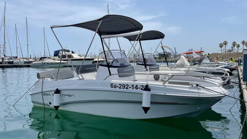 Valencia: Boat Rental without License - The Boat Setup: Bluetooth Music, Shade, and Swim Access